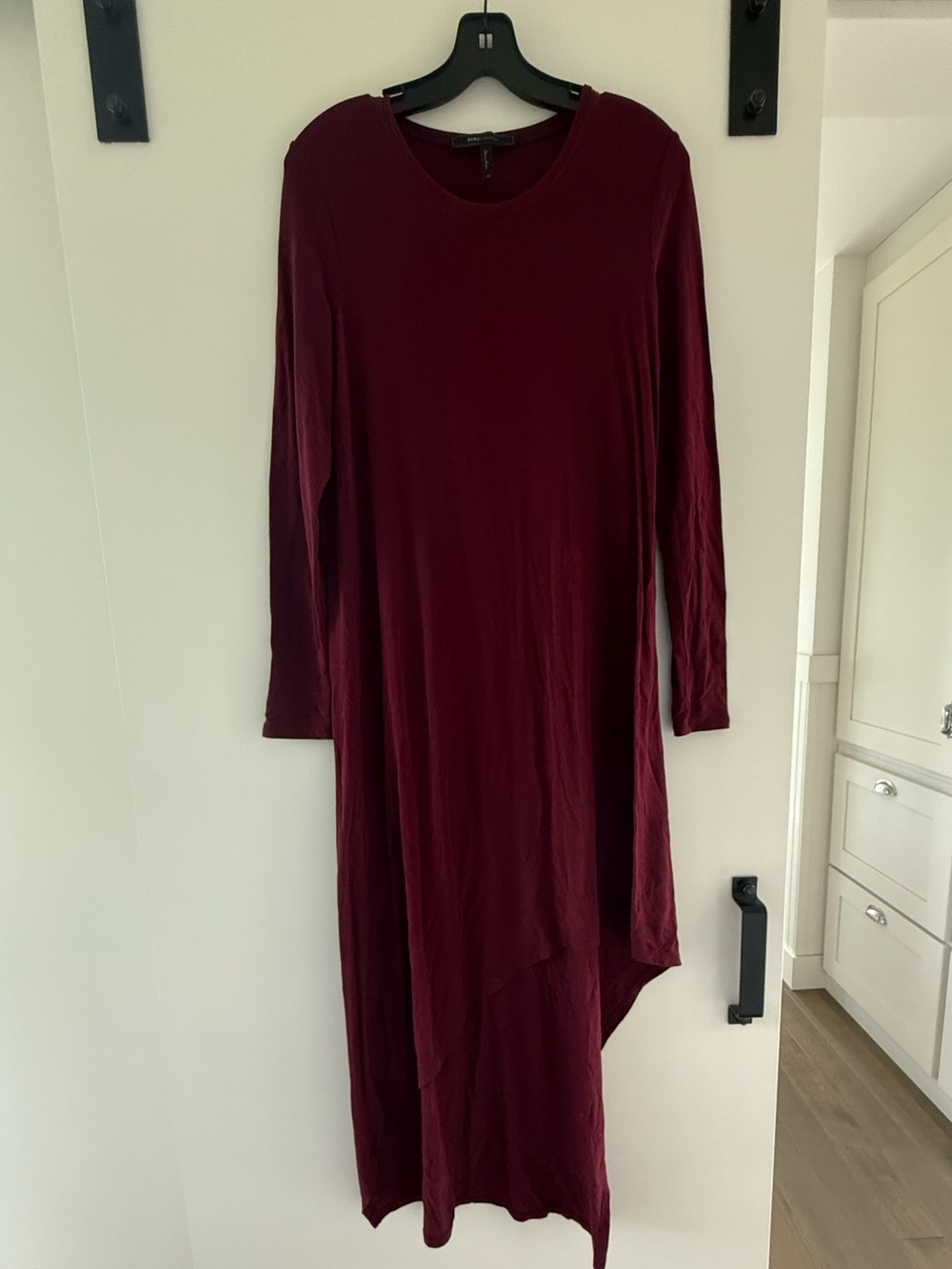 BCBGMaxAzria Long-Sleeve Asymmetrical Dress - Burgundy